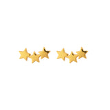 Snap Earrings Triple Star Plain Gold