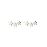 Snap Earrings Triple Star Plain Silver